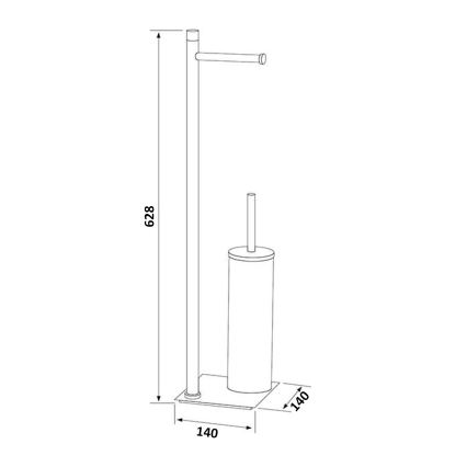 Gedy - Fritstående toiletbørste med toiletpapirholder TRILLY, mat sort/bambus