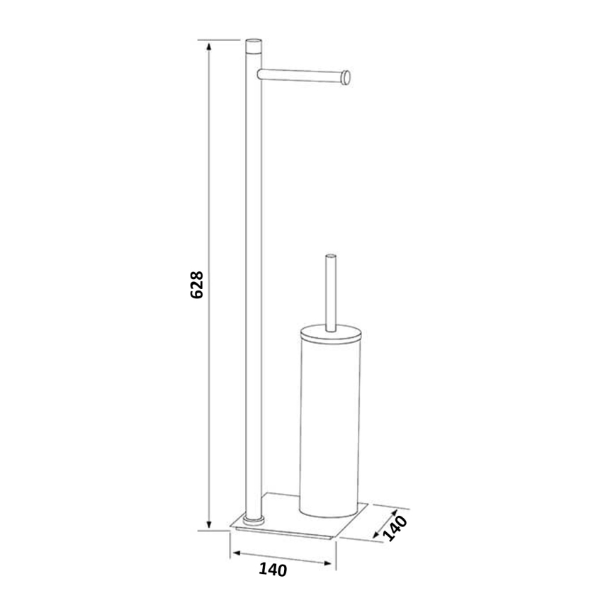 Gedy - Fritstående toiletbørste med toiletpapirholder TRILLY, mat sort/bambus