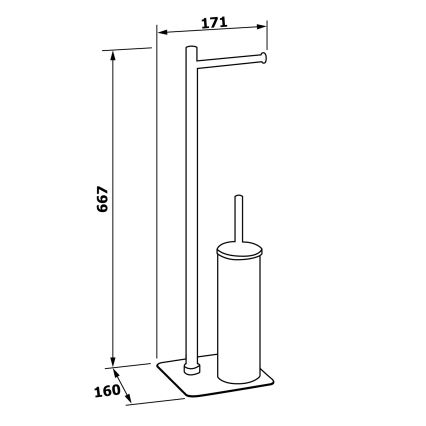 Gedy - Fritstående WC-børste med toiletpapirholder FLORI i poleret krom