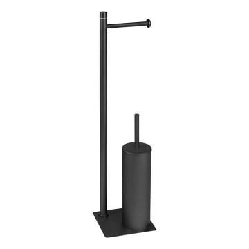 Gedy - Gulvstående toiletbørste med toiletpapirholder TRILLY, mat sort