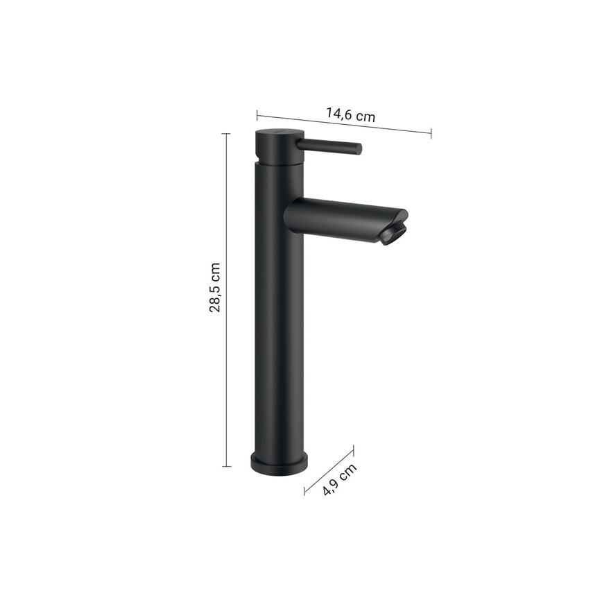 Gedy - Håndvaskarmatur ALTO HIGH 28,5 cm mat sort