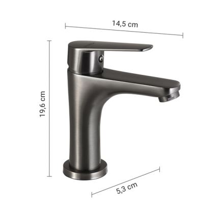 Gedy - Håndvaskarmatur COMO 19,6 cm metallisk grå