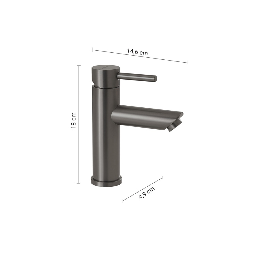 Gedy - Håndvaskarmatur GARDA 18 cm, metallisk grå