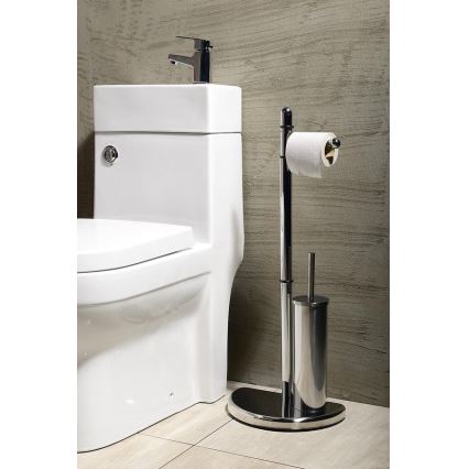 Gedy - Holder til toiletpapir og toiletbørste HIBISCUS skinnende krom