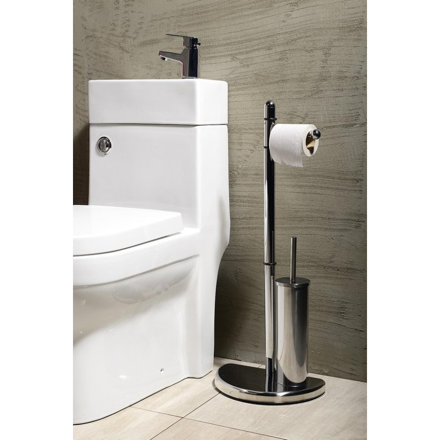 Gedy - Holder til toiletpapir og toiletbørste HIBISCUS skinnende krom