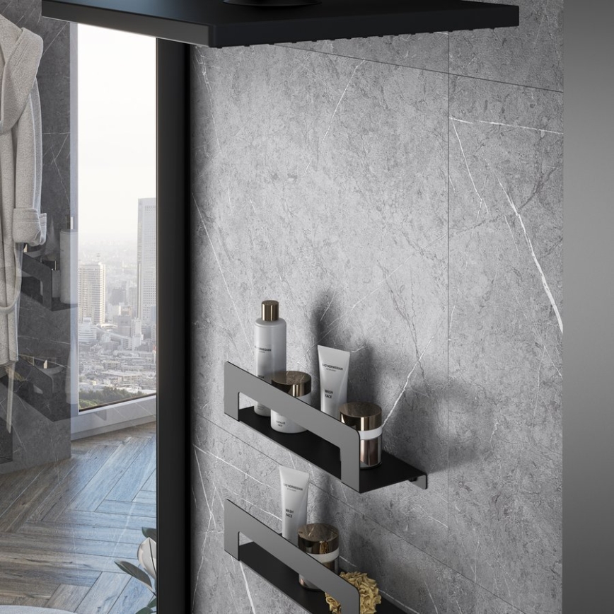 Gedy - Hylde med håndklædeholder CLEO 50 cm mat sort