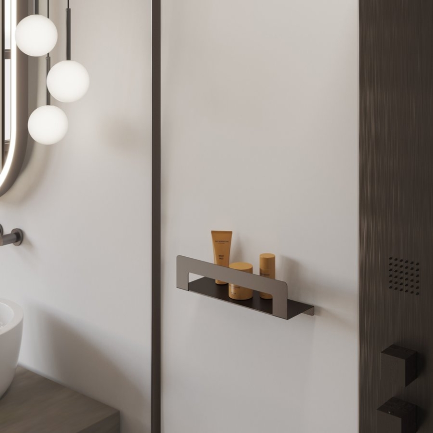 Gedy - Hylde med håndklædeholder CLEO 50 cm metallisk grå
