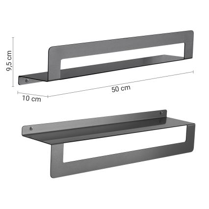 Gedy - Hylde med håndklædeholder CLEO 50 cm metallisk grå