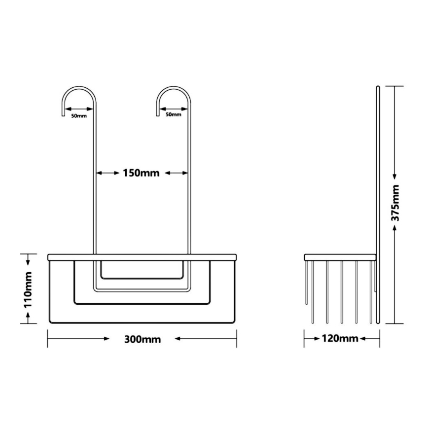Gedy - Hængende brusehylde SMART 37,5x30 cm metalgrå