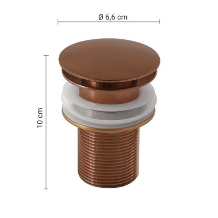 Gedy - Klik-klak bundventil til håndvask, Ø 6,6 cm, bronzefarvet