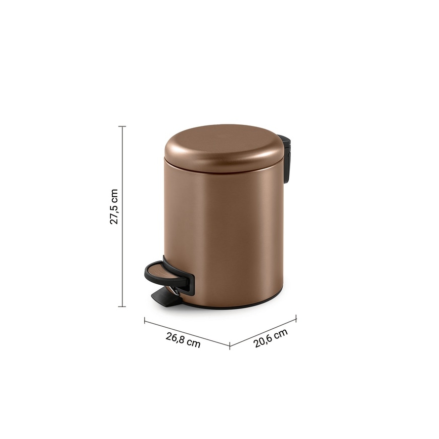 Gedy - Skraldespand POTTY 5 l med blød lukning, bronzefarvet
