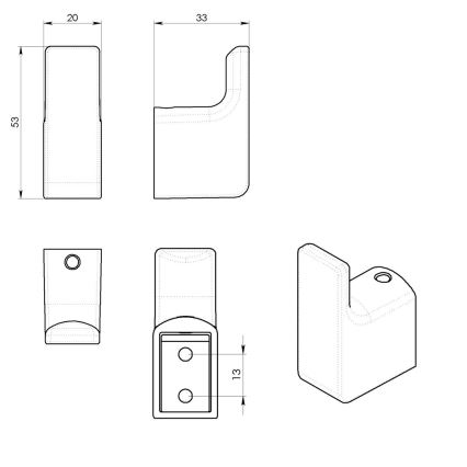 Gedy - Sæt med 2 vægkroge PIRENEI i guld