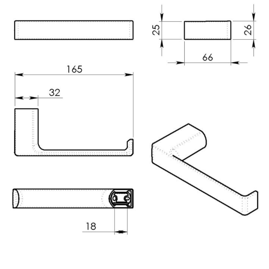 Gedy - Toiletrulleholder PIRENEI mat sort