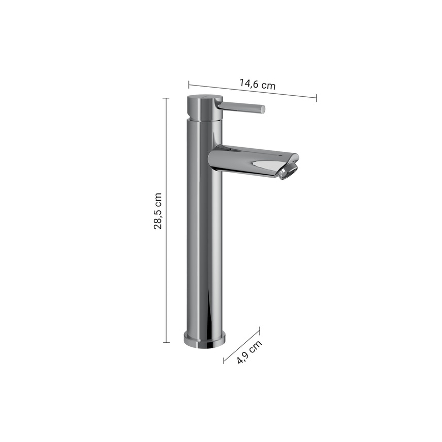 Gedy - Vaskarmatur ALTO HIGH 28,5 cm, blank krom