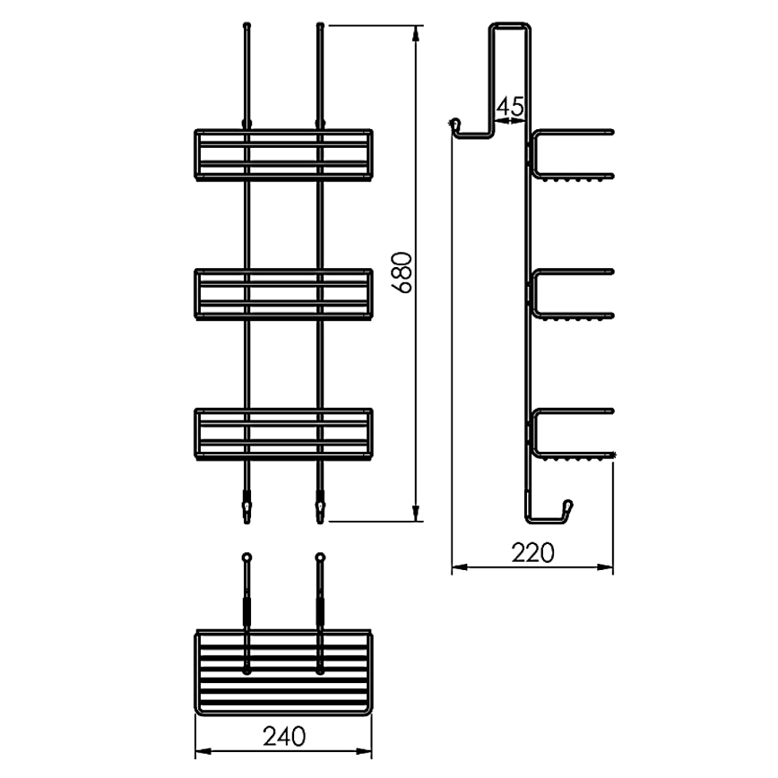 Gedy - Væghylde til brusekabinen CHROM LINE 68x24 cm i blank krom