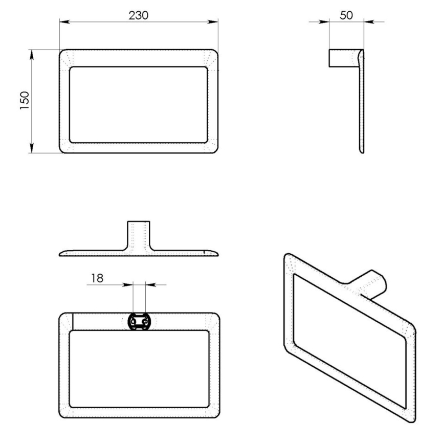 Gedy - Væghængt håndklædeholder PIRENEI, 15 x 23 cm, mat sort