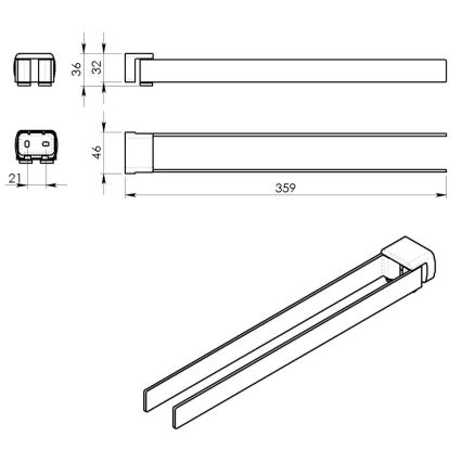 Gedy - Væghængt håndklædeholder PIRENEI 35,9 cm metalgrå