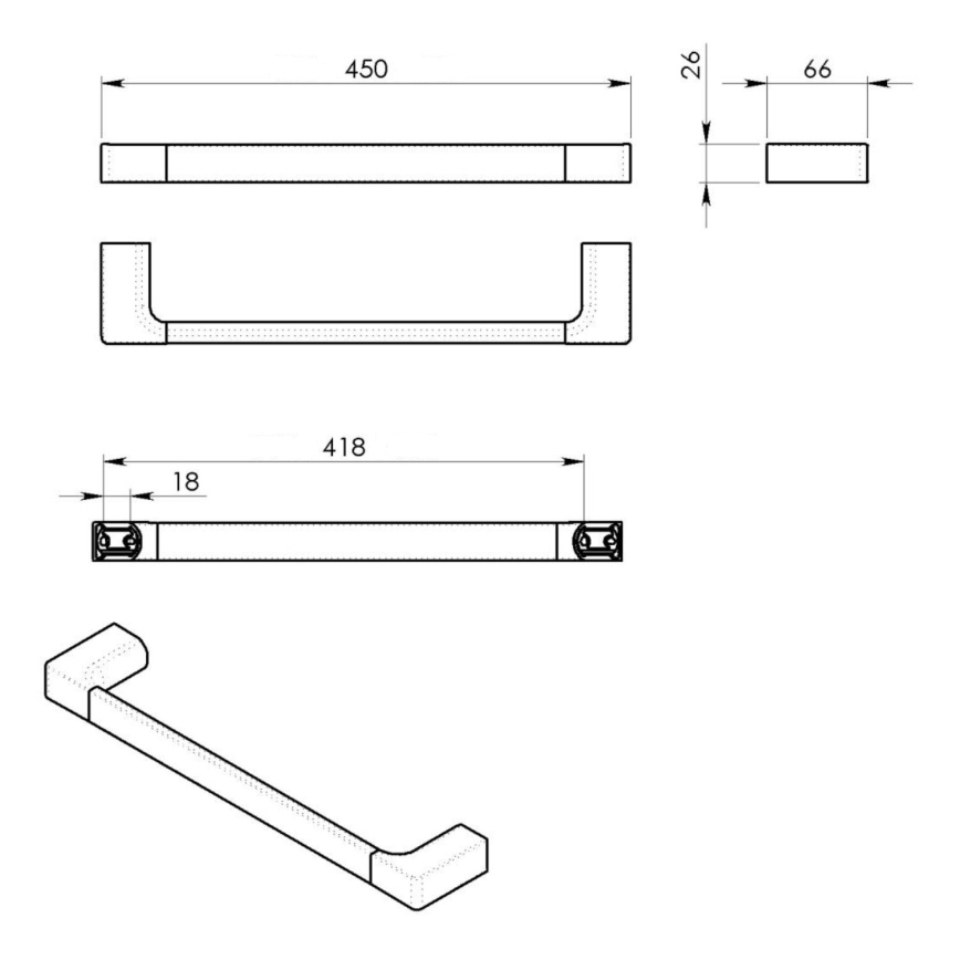 Gedy - Væghængt håndklædestang PIRENEI 6,6x45 cm skinnende krom