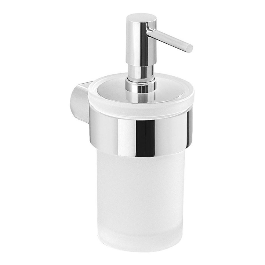 Gedy - Væghængt sæbedispenser PIRENEI 110 mm mælkehvid glas/skinnende krom