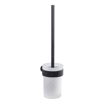 Gedy - Væghængt toiletbørste PIRENEI mat sort/glas satin