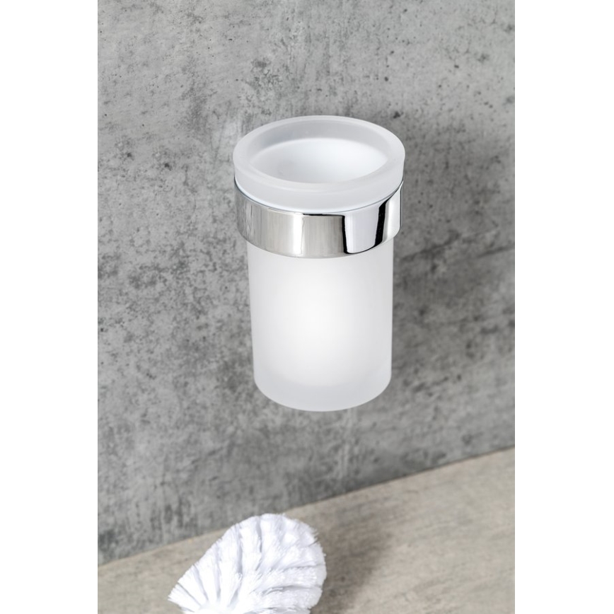 Gedy - Væghængt toiletbørste PIRENEI skinnende krom/glas satin