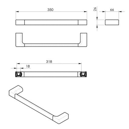 Gedy - Vægmonteret håndklædeholder PIRENEI 6,6x35 cm metalgrå