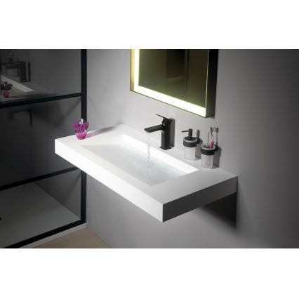 Gedy - Vægmonteret sæbedispenser PIRENEI 110 ml mælkeglas/mat sort