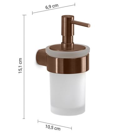 Gedy - Vægmonteret sæbedispenser PIRENEI 140 ml mælkehvidt glas/bronzefarvet