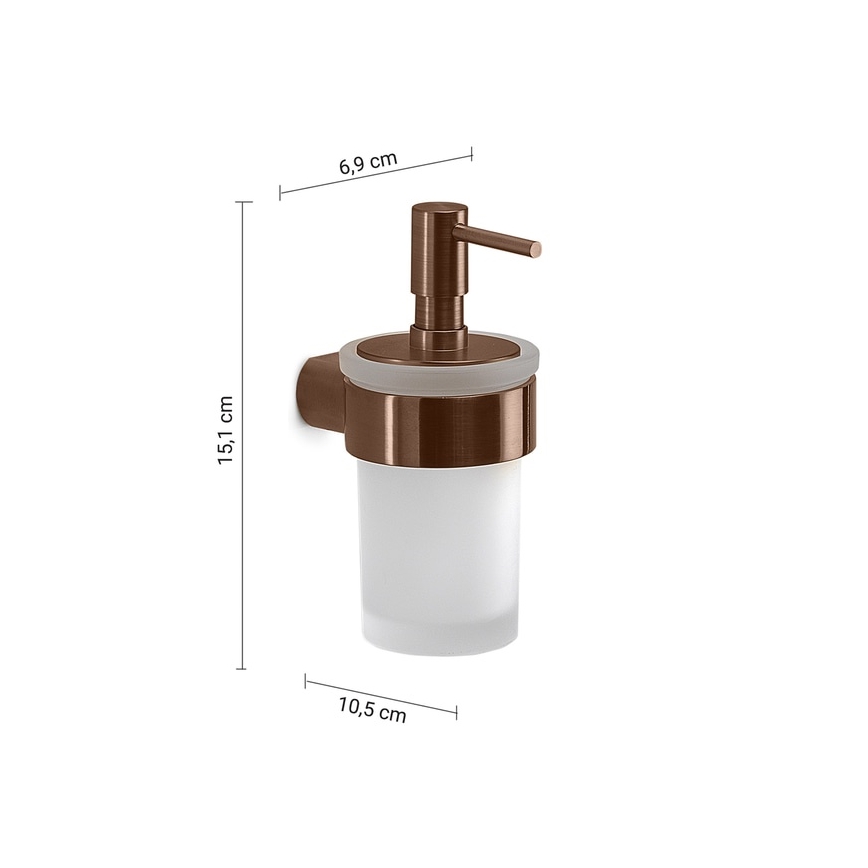 Gedy - Vægmonteret sæbedispenser PIRENEI 140 ml mælkehvidt glas/bronzefarvet