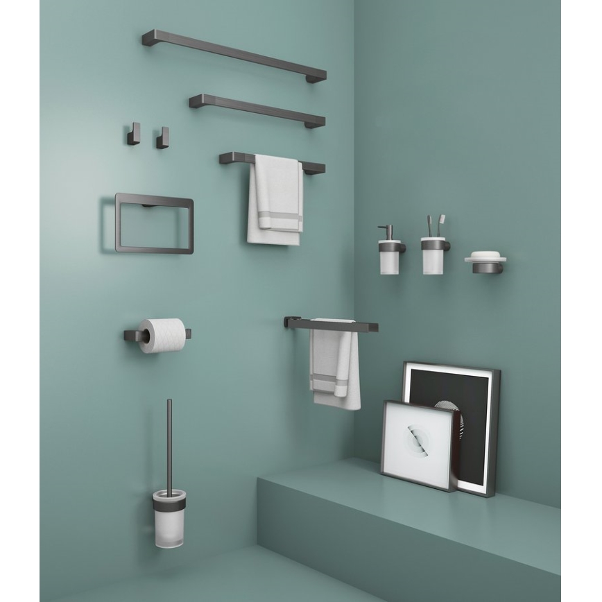 Gedy - Vægmonteret sæbeskål PIRENEI mælkehvidt glas/metalgrå