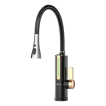 Gennemstrømningsvandvarmer med LED-display 3000W/230V IPX4 sort/guld