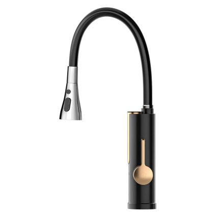 Gennemstrømningsvandvarmer med LED-display 3000W/230V IPX4 sort/guld