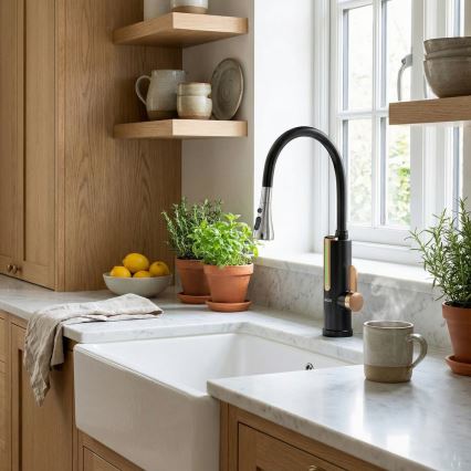 Gennemstrømningsvandvarmer med LED-display 3000W/230V IPX4 sort