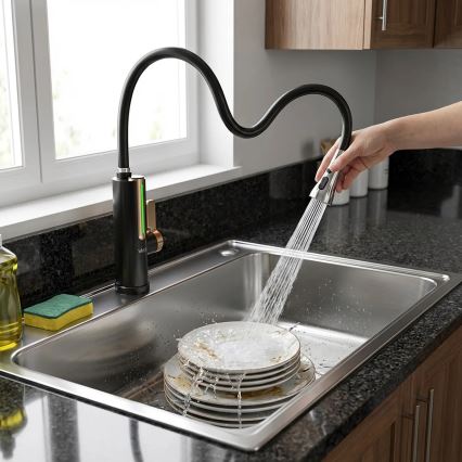 Gennemstrømningsvandvarmer med LED-display 3000W/230V IPX4 sort