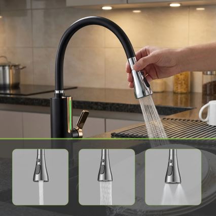 Gennemstrømningsvandvarmer med LED-display 3000W/230V IPX4 sort