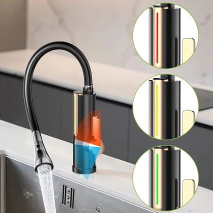 Gennemstrømningsvandvarmer med LED-display 3000W/230V IPX4 sort