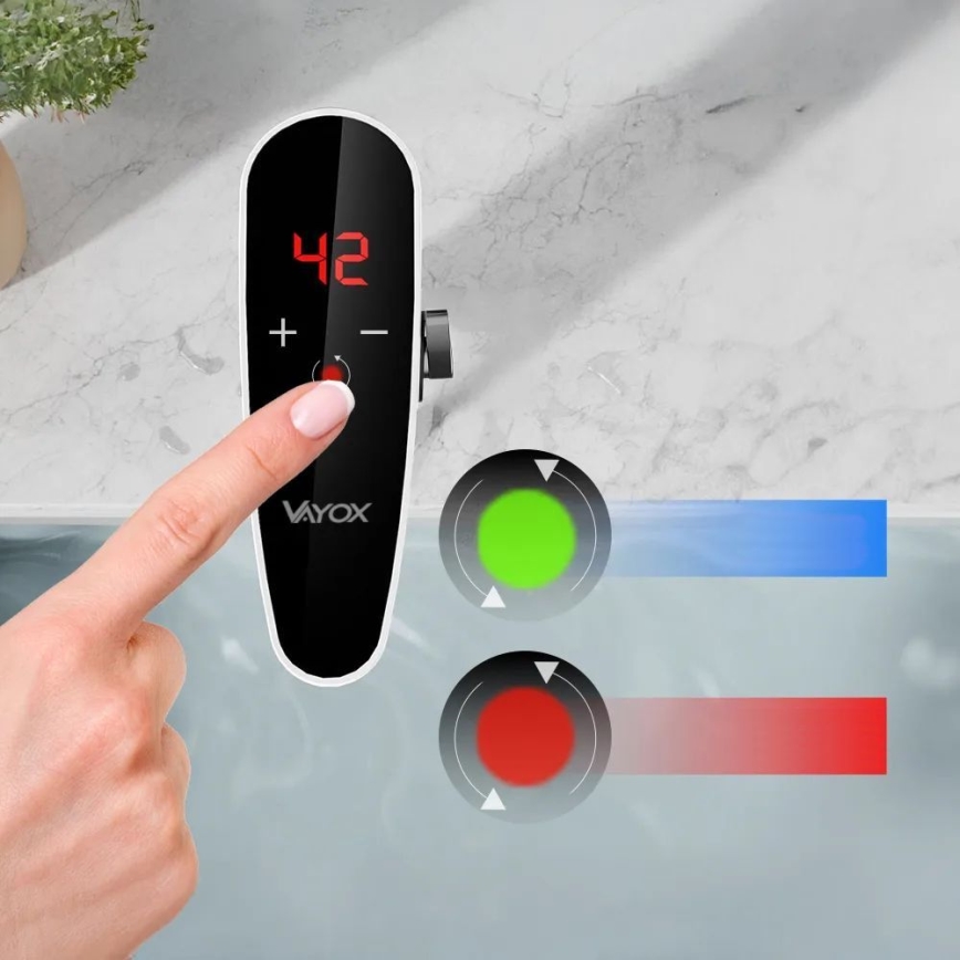Gennemstrømsvandvarmer m. touch-funktion med sensor og LED display 3000W/230V IPX4 hvid