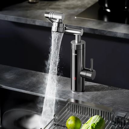 Gennemstrømsvandvarmer med LED-lys display 3000W/230V IPX4 antracit