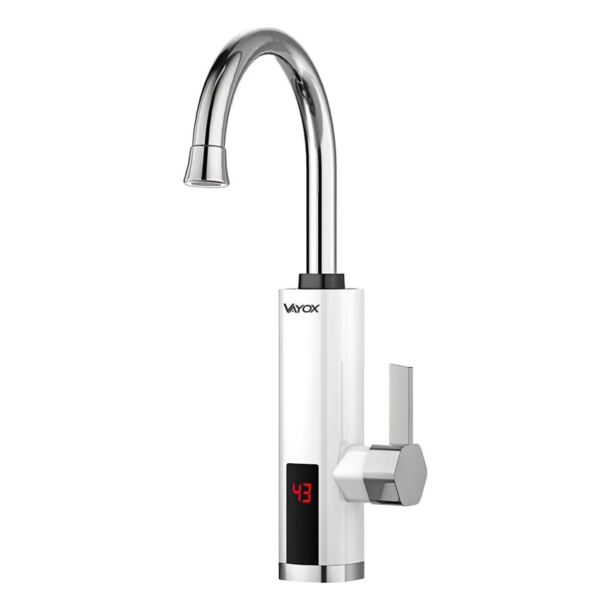 Gennemstrømsvandvarmer med LED-lys display 3000W/230V IPX4 hvid