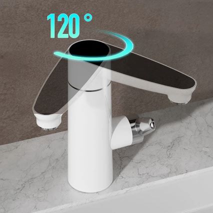 Gennemstrømsvandvarmer med LED-lys display 3000W/230V IPX4 hvid