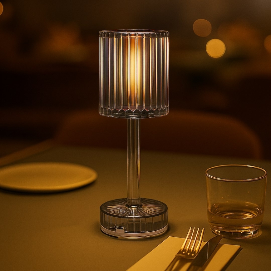 LED Genopladelig berøringsbetjent bordlampe SIMPLE LED/1W/5V 3000-6000K 2400 mAh røggrå