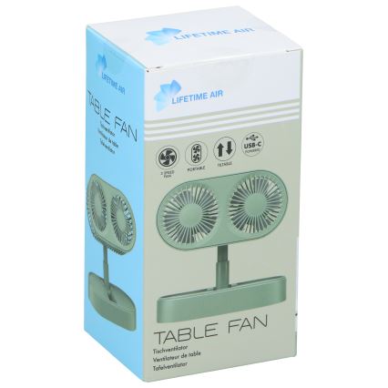 Genopladelig bordventilator 3,7 V 1200 mAh grøn