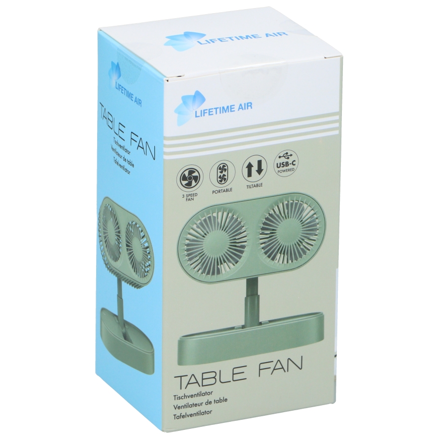 Genopladelig bordventilator 3,7 V 1200 mAh grøn