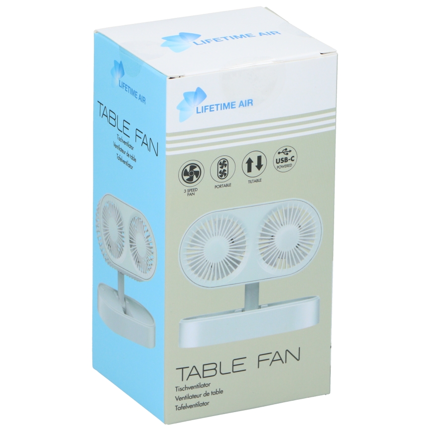 Genopladelig bordventilator 3,7V 1200 mAh hvid