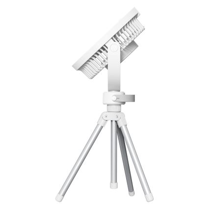 Genopladelig bordventilator med LED-belysning 8W/3,7V 2400 mAh hvid