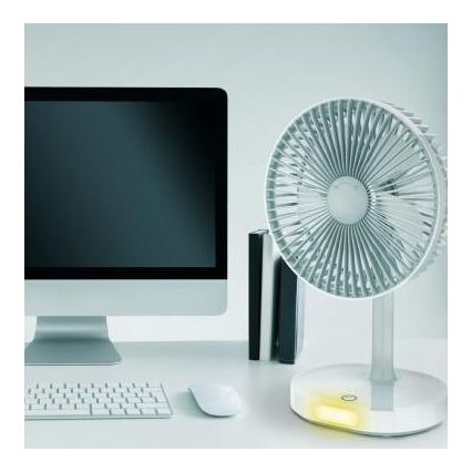 Genopladelig bordventilator med LED-lampe 3000mA/3,7V USB-C