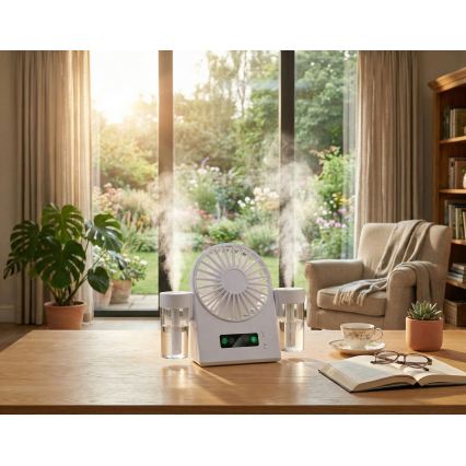 Genopladelig bordventilator med tågefunktion 3,7 V 1200 mAh