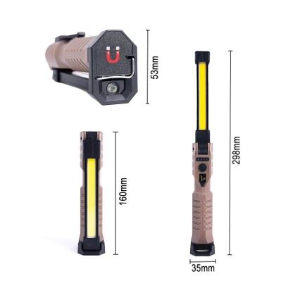 LED Dæmpbar genopladelig arbejds lommelygte med powerbank-funktion LED/4W/5V IPX4 600 skinnende 2000 mAh