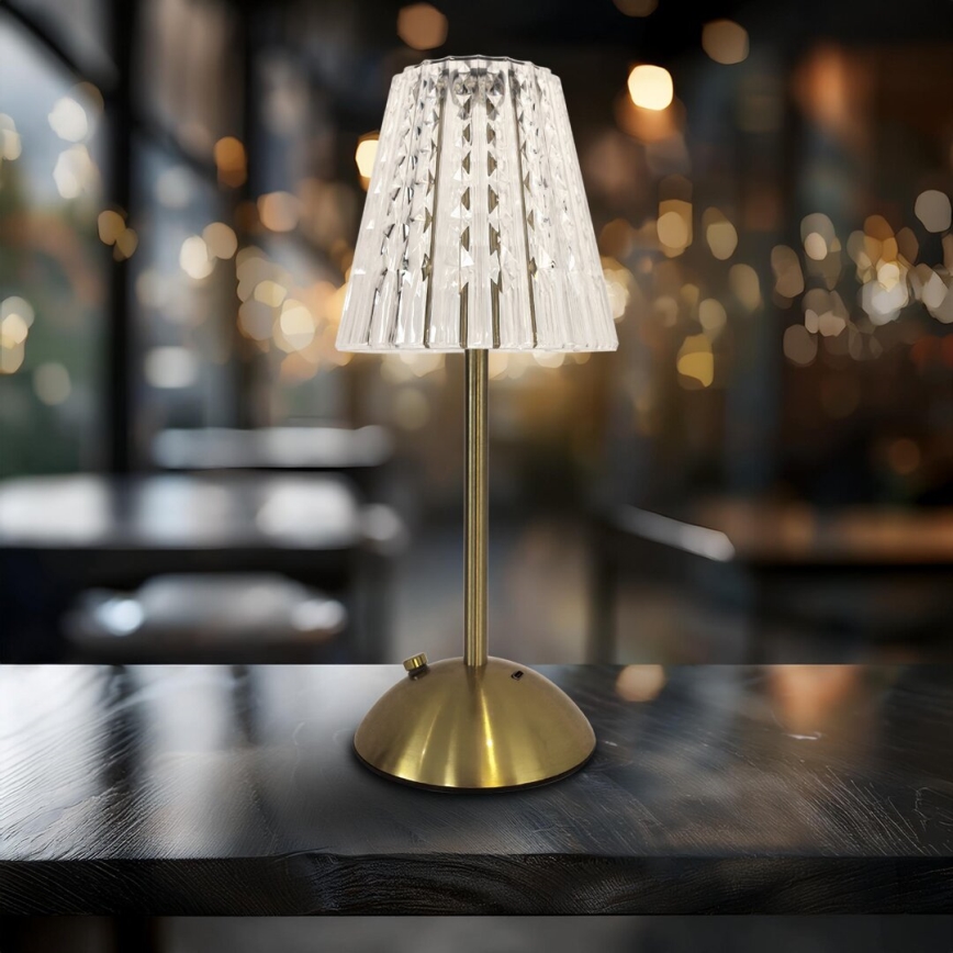 Genopladelig LED bordlampe m. touch-funktion dæmpbar ELBA LED/1,6W/800 mAh guldfarvet/transparent