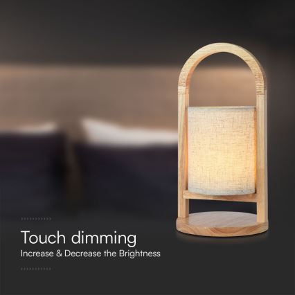 Genopladelig LED bordlampe m. touch-funktion dæmpbar LED/1,5W/5V 3000K 1800 mAh beige